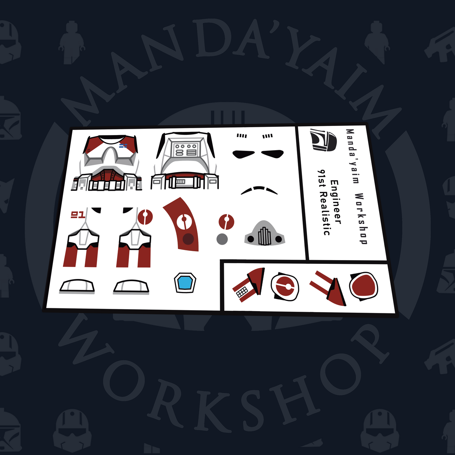Dark red Engineer decal