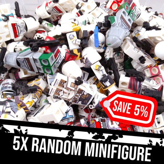 5x Random decaled minifigures